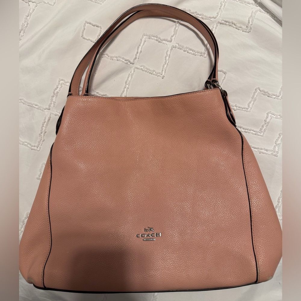 Coach Blush Pink Pebbled Leather Shoulder Bag Silver Hardware